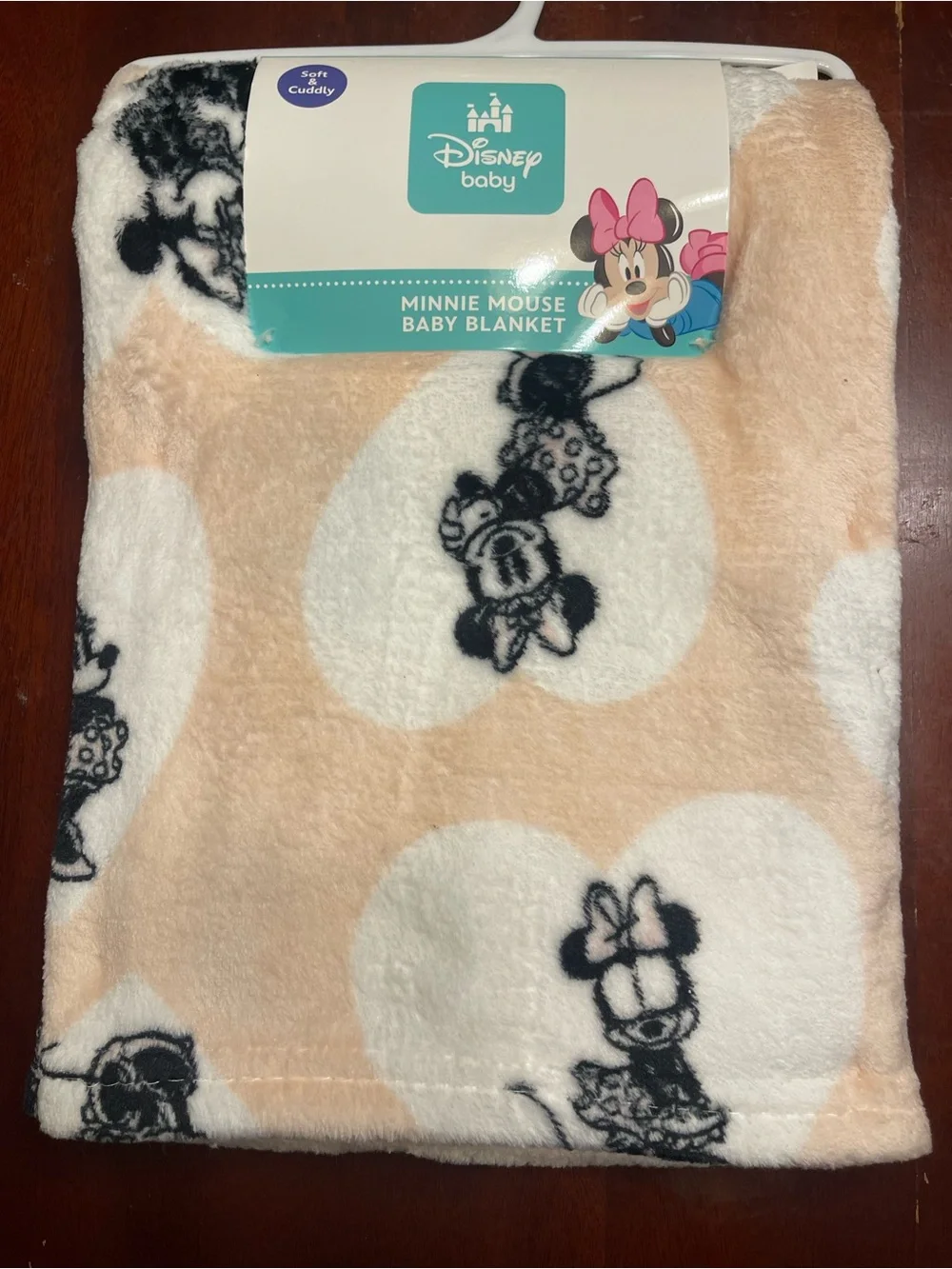Disney Baby Minnie Mouse Peach, Pink & White Blanket with Pacifier Set